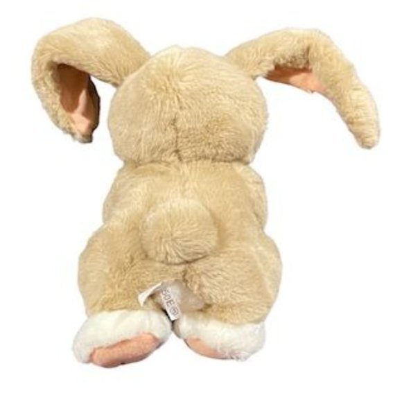 Dakin "tulip tickle bunny" tan plush rabbit holding flowers, wired lop ears 12" - Picture 5 of 10